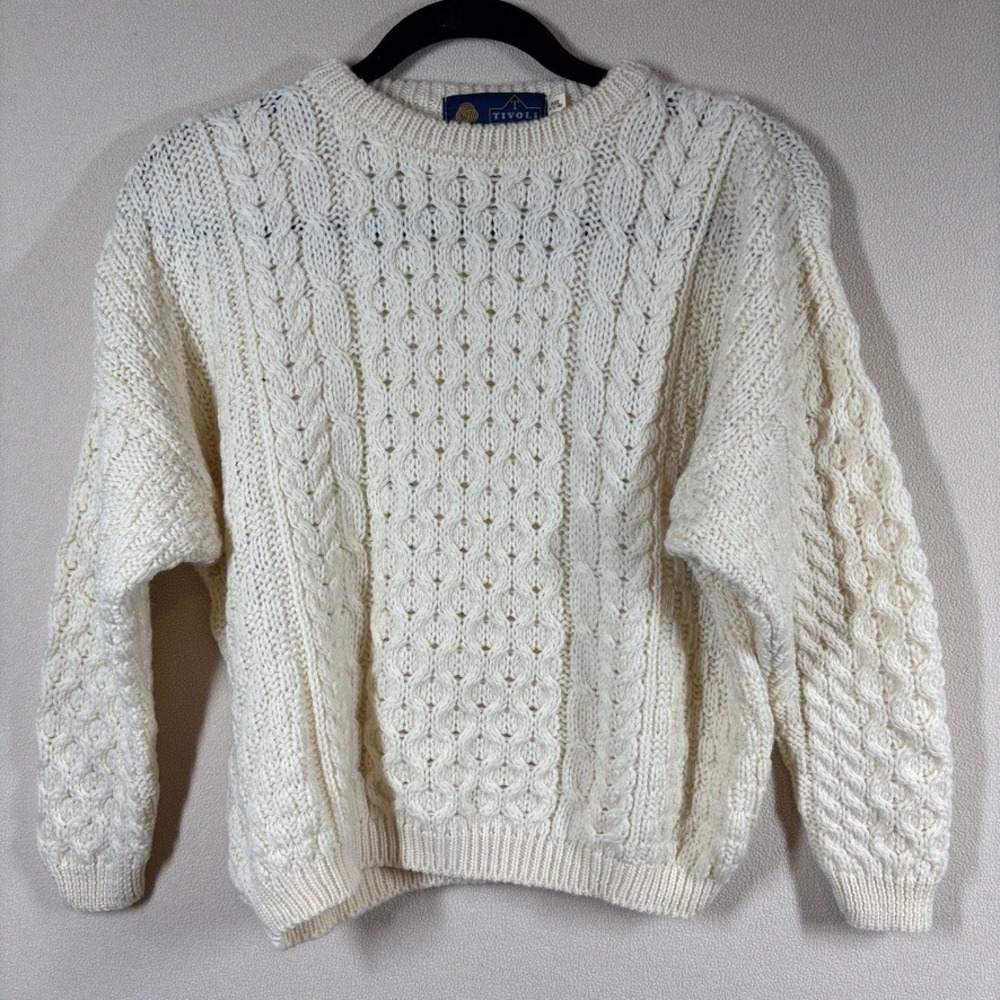 Vtg Tivoli Aran Childs Wool‎ Sweater 11/13yrs Chunky Cable Knit  Cozy Fisherman